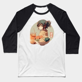 Japanese Otaku kawaii anime girl poka bowl Baseball T-Shirt